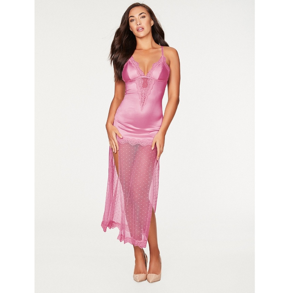 Frederick Hollywood Peach Pink Satin Mesh Lingerie